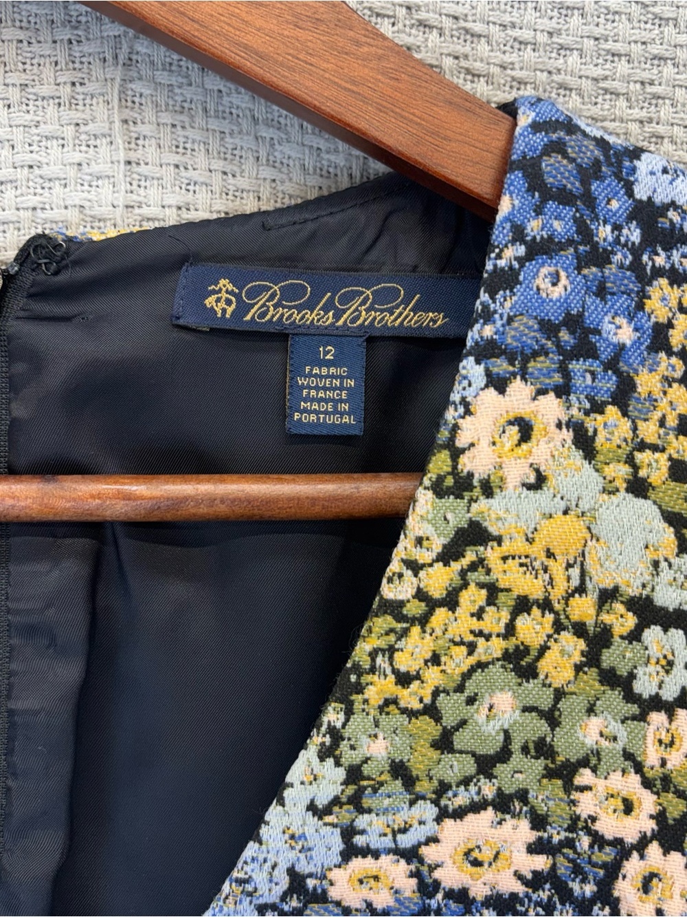Brooks Brothers Blue Floral Upholstery French Woven Jacquard Tea Dress Sz 12 - Picture 4 of 11